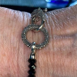 Michael Dawkins 925 Sterling Silver Black Spinel Bracelet 8”